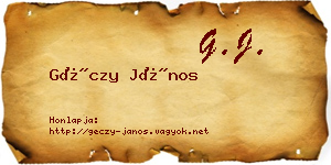 Géczy János névjegykártya