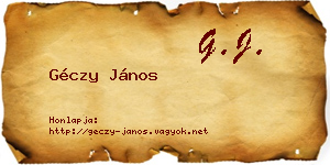Géczy János névjegykártya